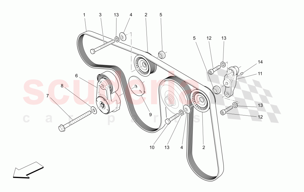 AUXILIARY DEVICE BELTS of Maserati Maserati Quattroporte (2013-2016) S V6 410bhp