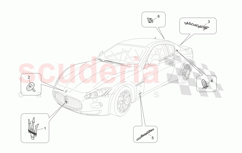 TRIMS, BRANDS AND SYMBOLS of Maserati Maserati GranTurismo (2014+) Auto