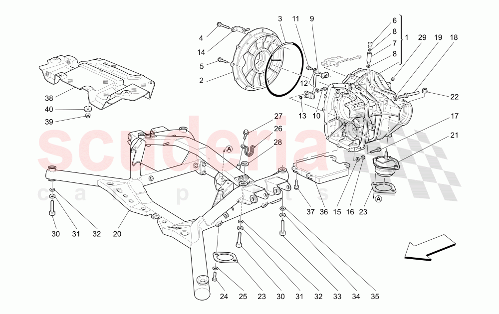 DIFFERENTIAL BOX AND REAR UNDERBODY of Maserati Maserati 4200 Coupe (2005-2007) GT