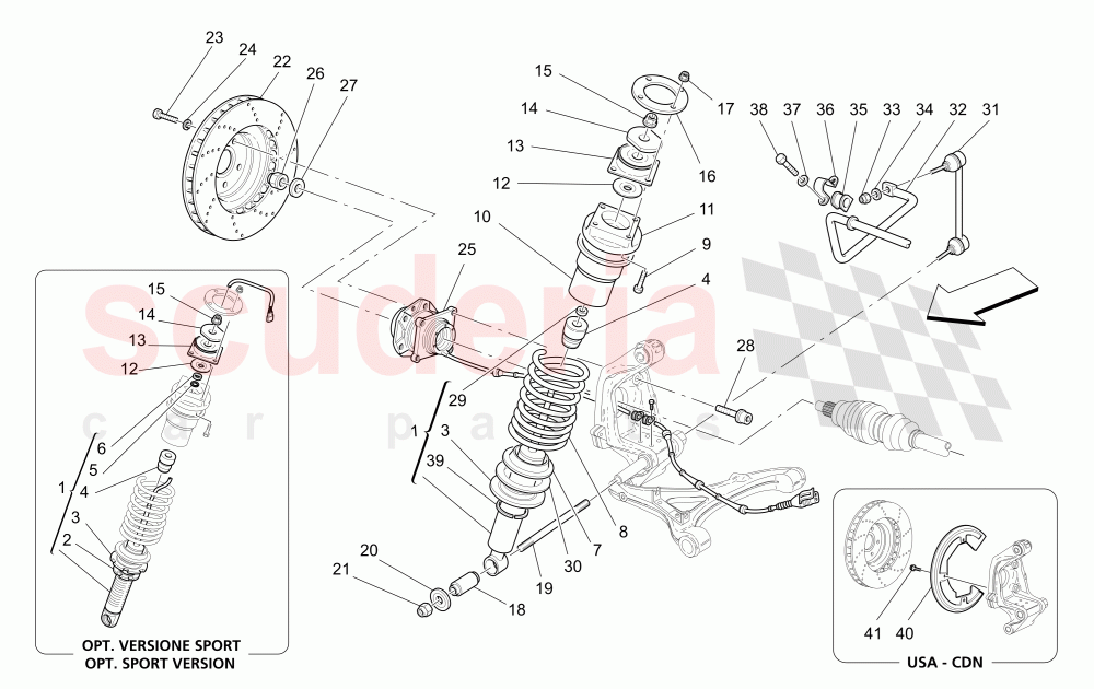 REAR SHOCK ABSORBER DEVICES (Includes brake discs) of Maserati Maserati GranSport Coupe (2005-2007)