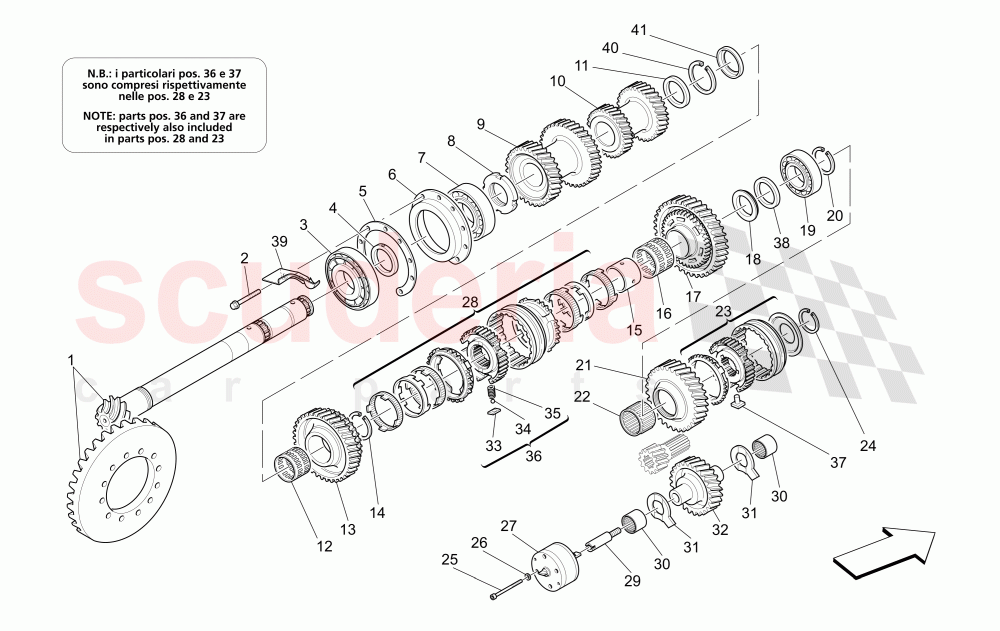 LAY SHAFT GEARS (Available with: "GranSport MC Victory" Version) of Maserati Maserati GranSport Coupe (2005-2007)