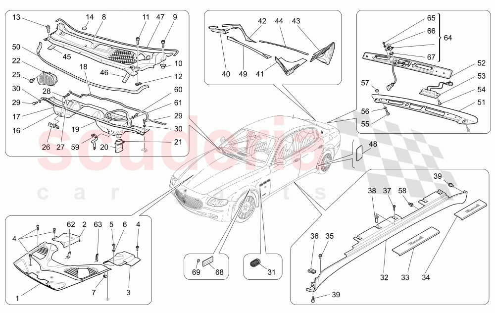 SHIELDS, TRIMS AND COVERING PANELS of Maserati Maserati Quattroporte (2008-2012) 4.2