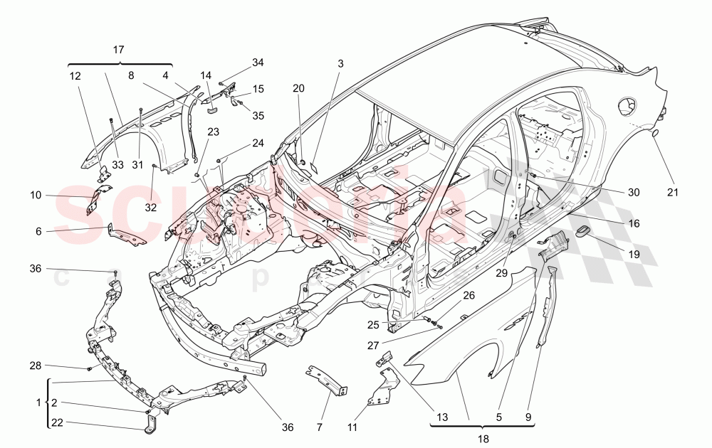 BODYWORK AND FRONT OUTER TRIM PANELS of Maserati Maserati Ghibli (2014-2016) S Q4