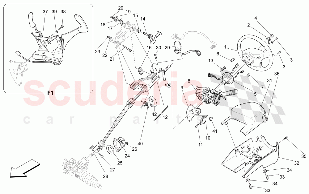 STEERING COLUMN AND STEERING WHEEL UNIT of Maserati Maserati 4200 Coupe (2002-2004) GT