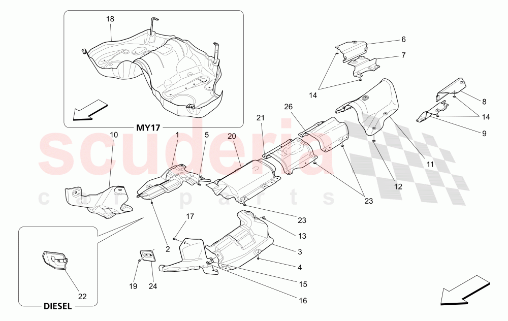 THERMAL INSULATING PANELS (Available with: EURO 6Not available with: EURO 5) of Maserati Maserati Quattroporte (2017+) S Q4