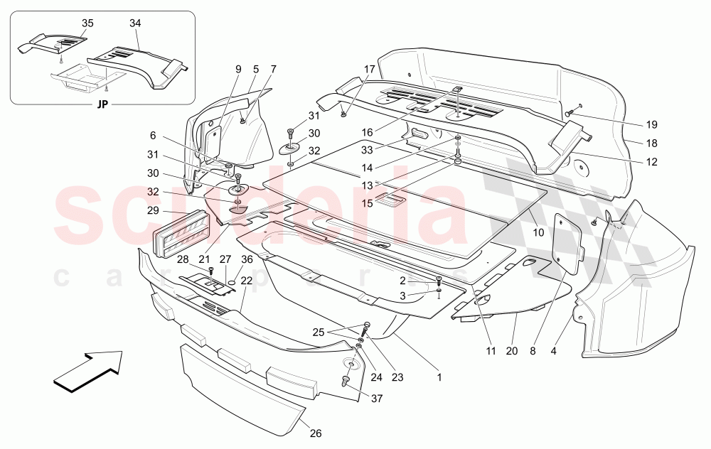 LUGGAGE COMPARTMENT MATS (Not available with: CENTENNIAL INTERNALS, Special Edition) of Maserati Maserati GranTurismo (2007-2010) Auto