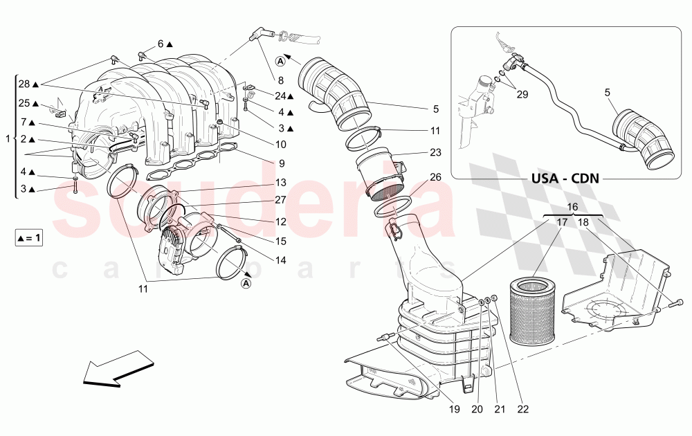 INTAKE MANIFOLD AND THROTTLE BODY of Maserati Maserati 4200 Coupe (2005-2007) CC