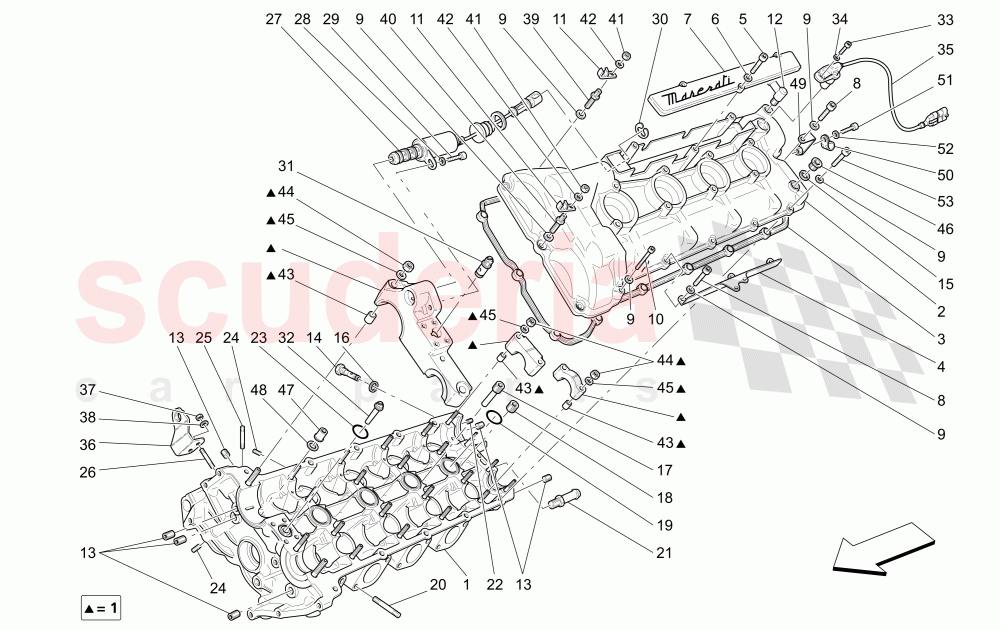 LH CYLINDER HEAD of Maserati Maserati 4200 Coupe (2002-2004) GT