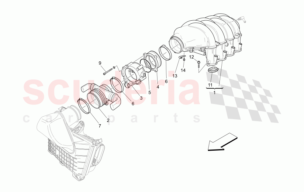 INTAKE MANIFOLD AND THROTTLE BODY of Maserati Maserati GranCabrio (2016+) MC Centennial