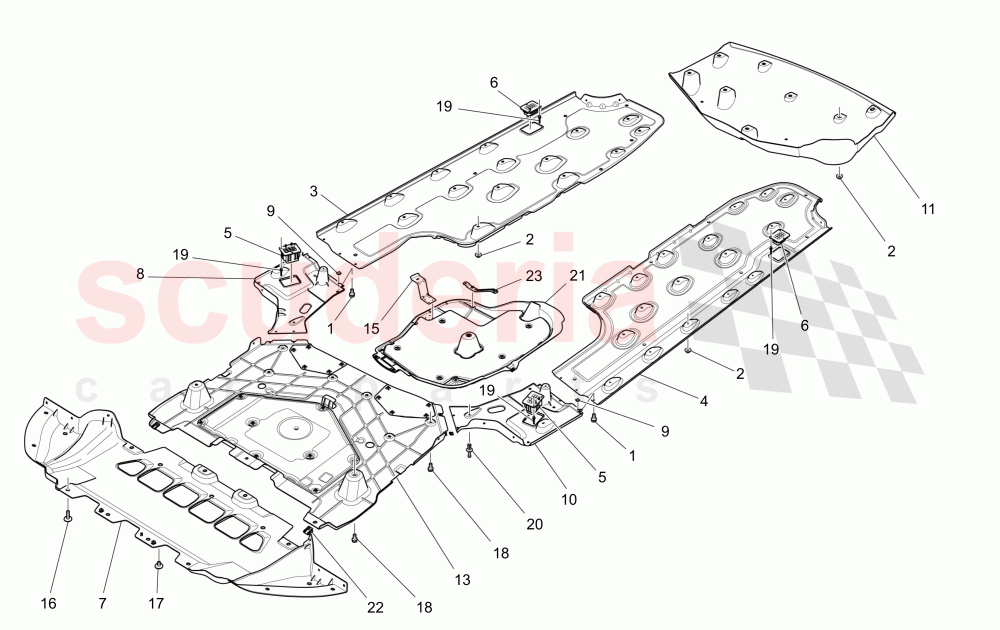 UNDERBODY AND UNDERFLOOR GUARDS (Available with: EURO 6Not available with: EURO 5) of Maserati Maserati Quattroporte (2013-2016) Diesel