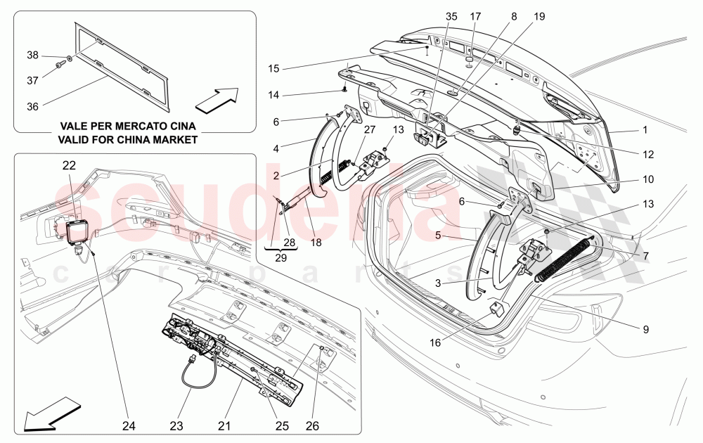 REAR LID (Available with: POWER LIFTGATE WITH KICK SENSOR) of Maserati Maserati Quattroporte (2013-2016) Diesel