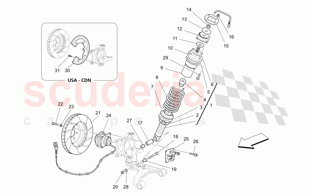 FRONT SHOCK ABSORBER DEVICES (Includes brake discs) of Maserati Maserati GranSport Spyder (2005-2007)