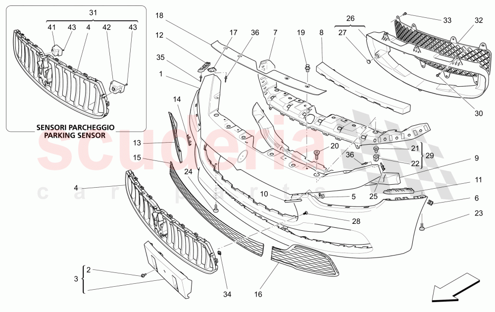 FRONT BUMPER of Maserati Maserati Ghibli (2014-2016) Diesel