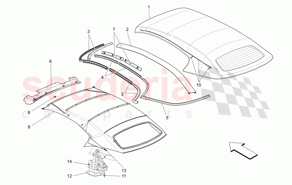 ELECTRICAL CAPOTE: LININGS (Not available with: Centennial Edition) of Maserati Maserati GranCabrio (2013-2015) MC