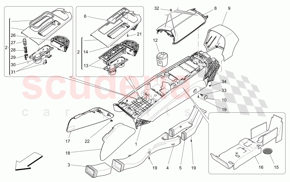 ACCESSORY CONSOLE AND CENTRE CONSOLE of Maserati Maserati Ghibli (2014-2016) Diesel