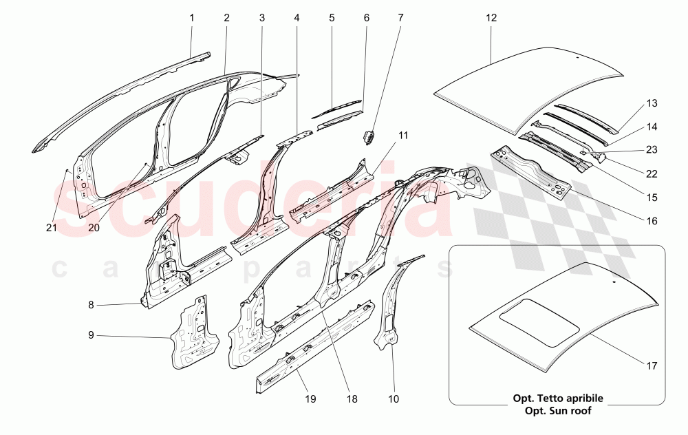 BODYWORK AND CENTRAL OUTER TRIM PANELS of Maserati Maserati Quattroporte (2013-2016) V6 330bhp