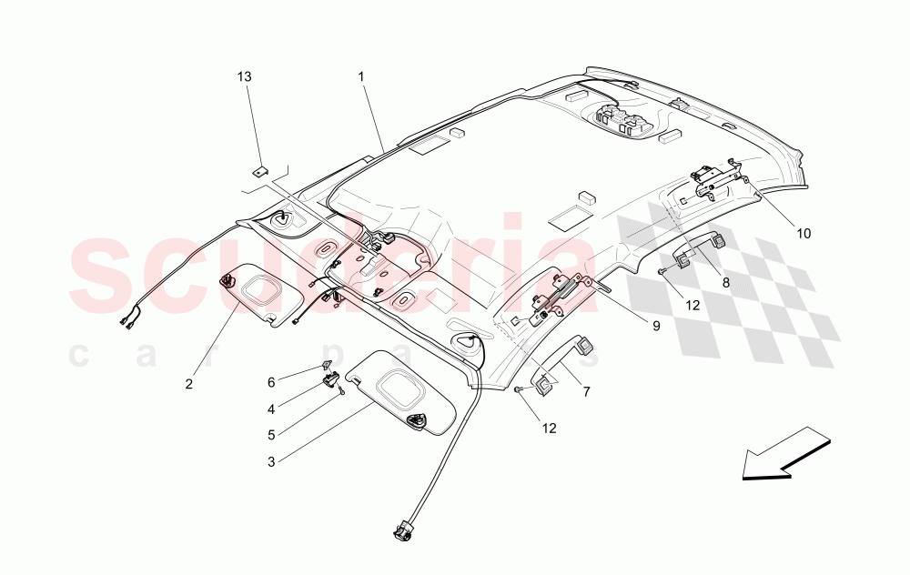 ROOF AND SUN VISORS of Maserati Maserati Quattroporte (2013+) GTS