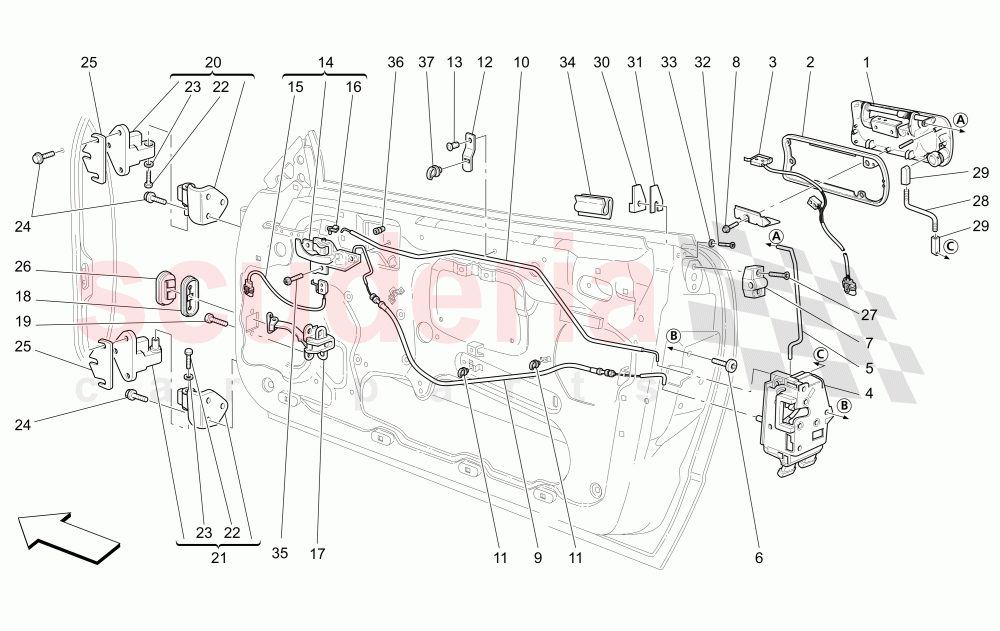 FRONT DOORS: MECHANISMS of Maserati Maserati GranSport Coupe (2005-2007)