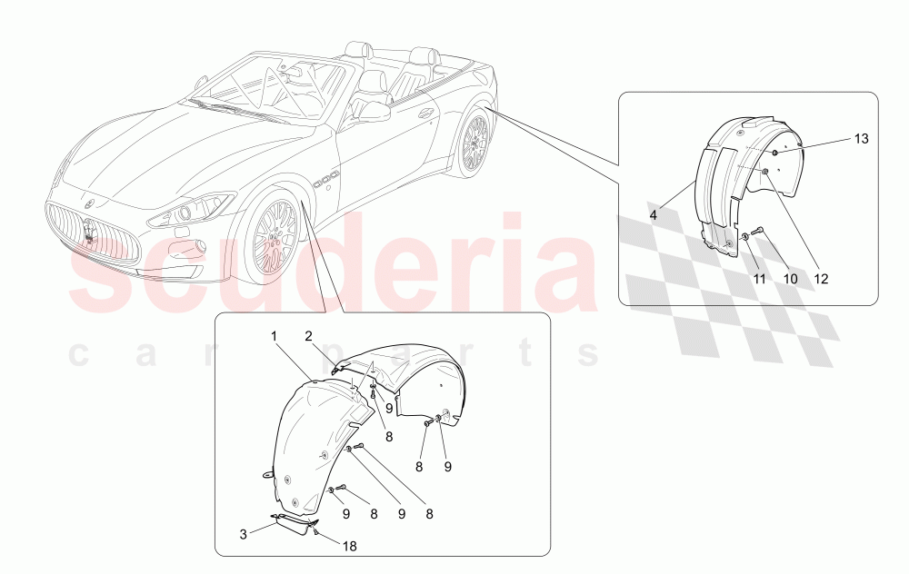 WHEELHOUSE AND LIDS of Maserati Maserati GranCabrio (2010-2012)