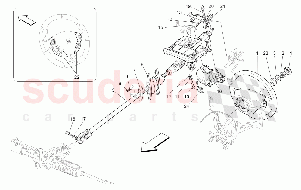 STEERING COLUMN AND STEERING WHEEL UNIT (Available with: Special Edition) of Maserati Maserati GranTurismo (2017+) Special Edition Auto