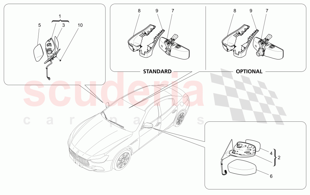 INTERNAL AND EXTERNAL REAR-VIEW MIRRORS of Maserati Maserati Ghibli (2014-2016) S Q4