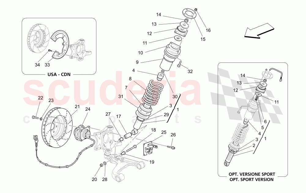 FRONT SHOCK ABSORBER DEVICES (Includes brake discs) of Maserati Maserati GranSport Coupe (2005-2007)