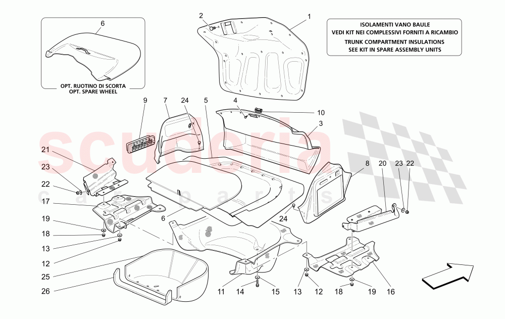 TRUNK HOOD COMPARTMENT TRIMS of Maserati Maserati 4200 Spyder (2005-2007) GT