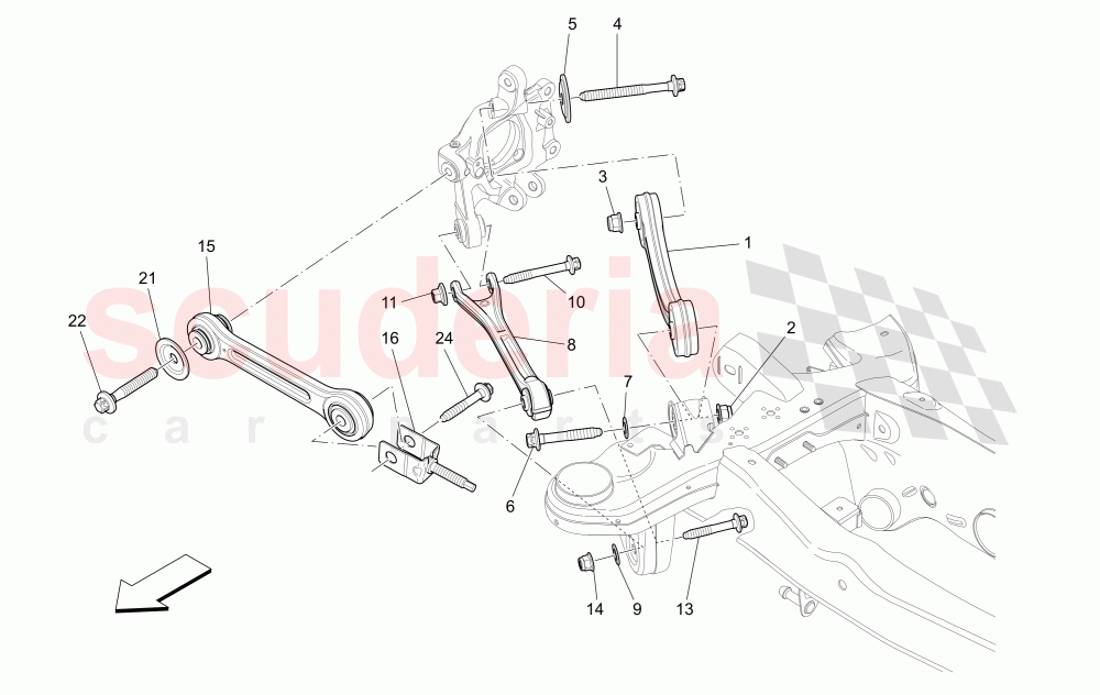 REAR SUSPENSION of Maserati Maserati Quattroporte (2013-2016) V6 330bhp