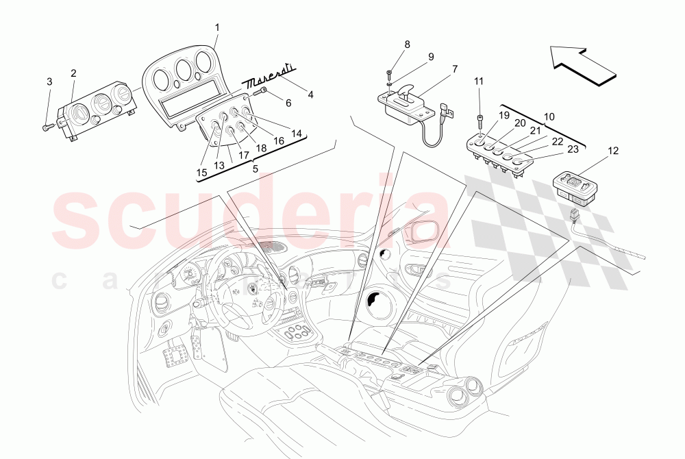 PASSENGER COMPARTMENT DEVICES (Tunnel Available with: "GranSport MC Victory" Version) of Maserati Maserati GranSport Coupe (2005-2007)