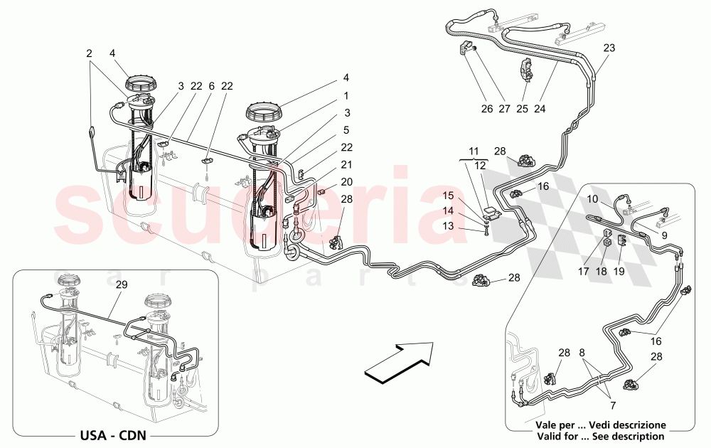 FUEL PUMPS AND CONNECTION LINES of Maserati Maserati 4200 Coupe (2002-2004) GT