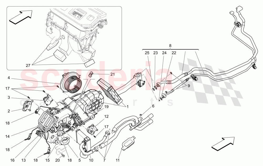 A/C UNIT: TUNNEL DEVICES (Available with: FOUR-ZONE AUTOMATIC CLIMA) of Maserati Maserati Quattroporte (2017+) Diesel