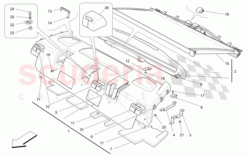 REAR PARCEL SHELF (Available with: POWER REAR SUNBLIND) of Maserati Maserati Ghibli (2017+) Diesel