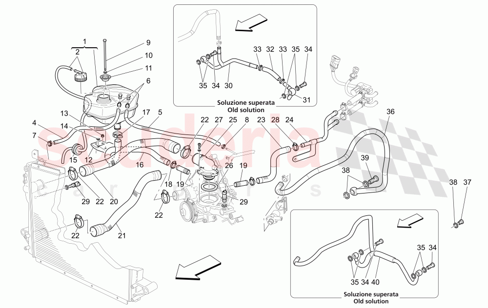 COOLING SYSTEM: NOURICE AND LINES of Maserati Maserati GranTurismo (2017+) Sport Auto