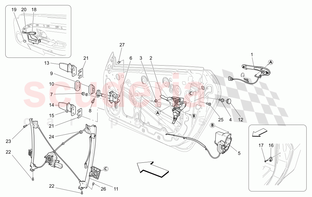 FRONT DOORS: MECHANISMS of Maserati Maserati GranCabrio (2016+) MC