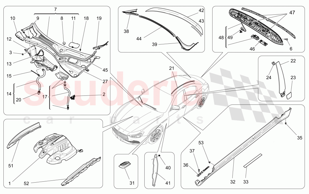 SHIELDS, TRIMS AND COVERING PANELS of Maserati Maserati Ghibli (2014-2016) S