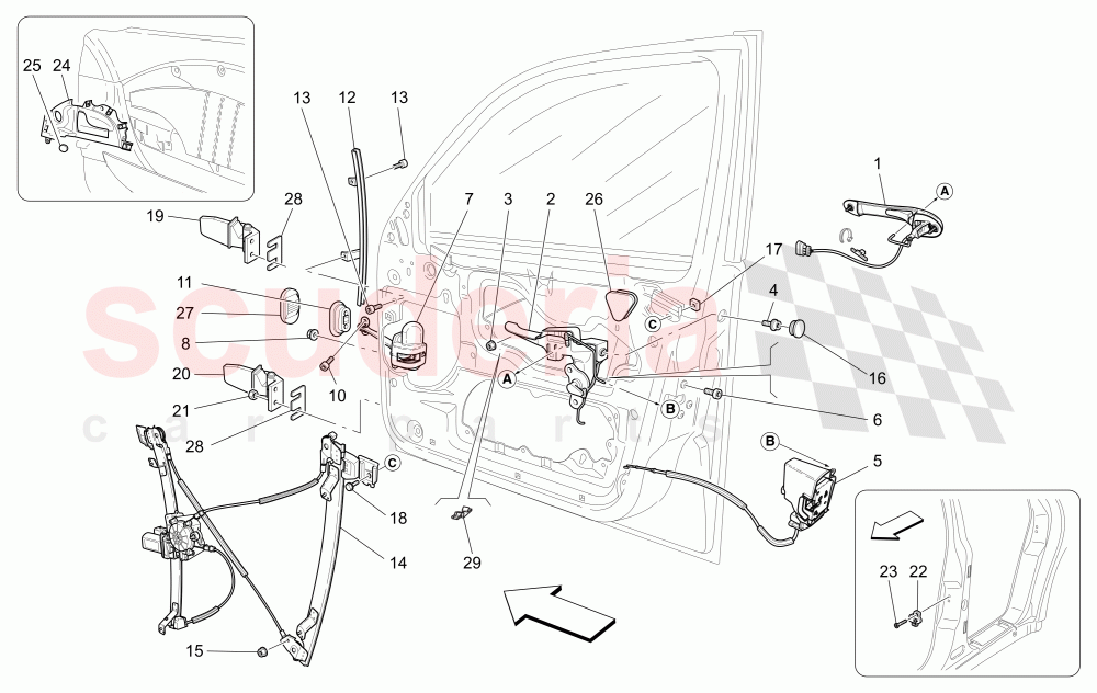 FRONT DOORS: MECHANISMS of Maserati Maserati Quattroporte (2003-2007) DuoSelect