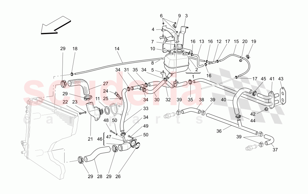 COOLING SYSTEM: NOURICE AND LINES (Available with: "GranSport MC Victory" Version) of Maserati Maserati GranSport Coupe (2005-2007)