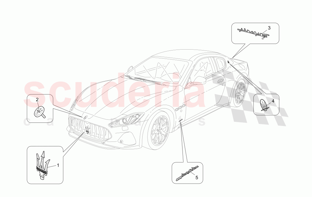 TRIMS, BRANDS AND SYMBOLS of Maserati Maserati GranTurismo (2017+) Sport Auto