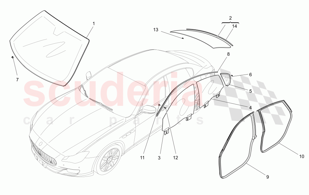 WINDOWS AND WINDOW STRIPS of Maserati Maserati Quattroporte (2017+) S Q4