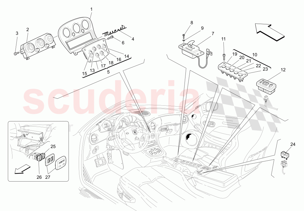 PASSENGER COMPARTMENT DEVICES (Tunnel Available with: "Spyder 90th Anniversary" Version) of Maserati Maserati 4200 Spyder (2005-2007) CC