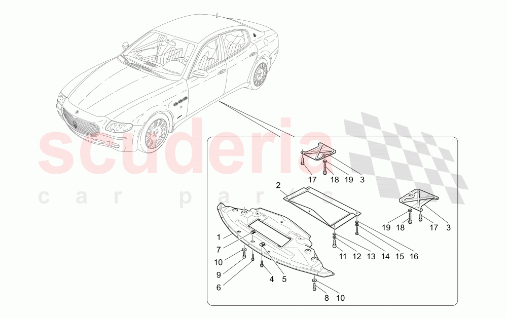 UNDERBODY AND UNDERFLOOR GUARDS of Maserati Maserati Quattroporte (2008-2012) 4.2