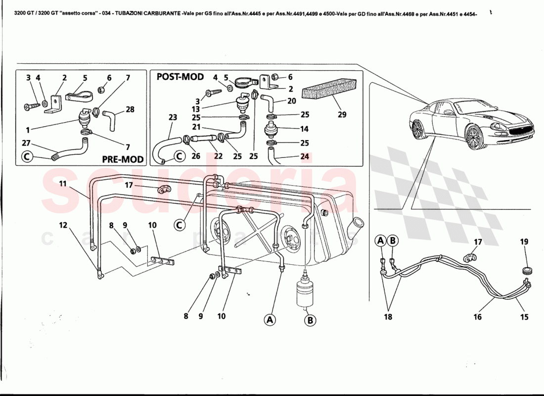 FULL PIPES - Valid for GS till Ass.Nr.4445 and for Ass.Nr.4491,4499 and 4500 - Valid for GD till As of Maserati Maserati 3200 GT / Assetto Corsa