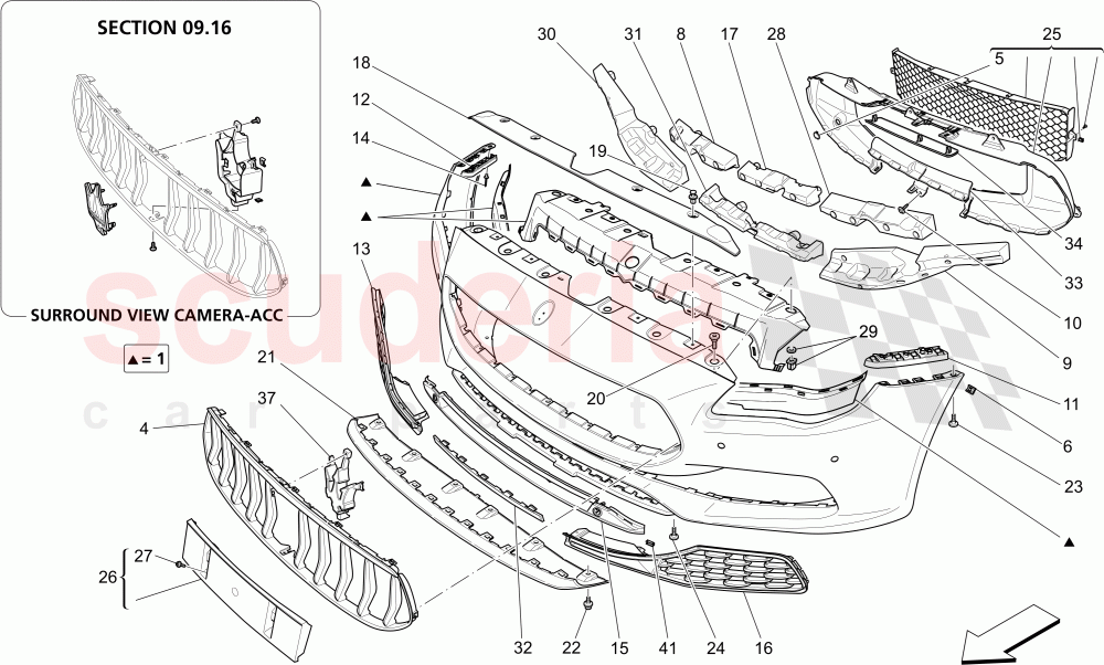 FRONT BUMPER (Available with: 2017 - ....Not available with: SPORT EQUIPMENT, TRIM LUXURY) of Maserati Maserati Quattroporte (2017+) S V6 410bhp