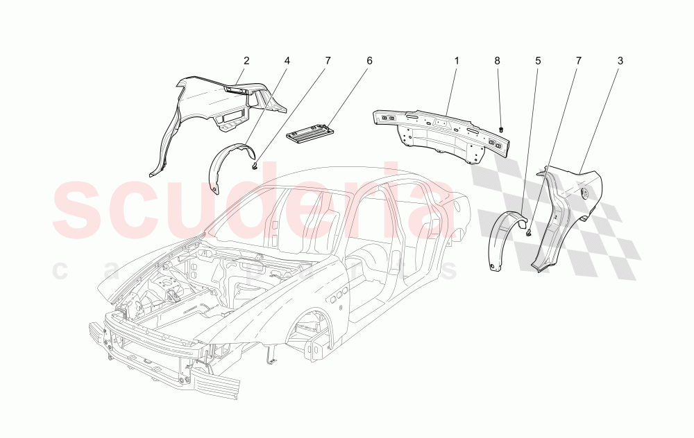 BODYWORK AND REAR OUTER TRIM PANELS of Maserati Maserati Quattroporte (2008-2012) S 4.7