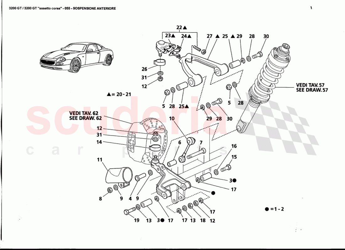 FRONT SUSPENSION of Maserati Maserati 3200 GT / Assetto Corsa