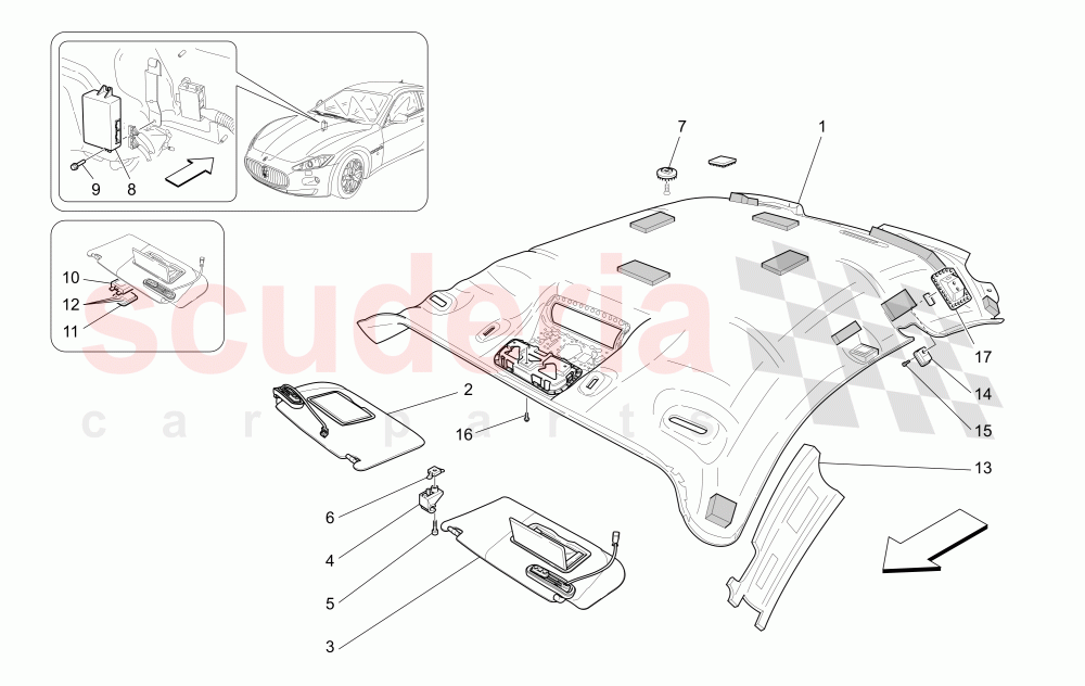 ROOF AND SUN VISORS (Not available with: CENTENNIAL INTERNALS, Special Edition) of Maserati Maserati GranTurismo (2011-2013) Auto