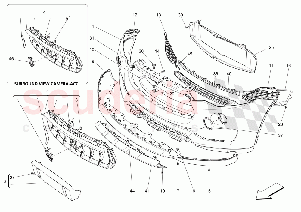 FRONT BUMPER (Not available with: SPORT EQUIPMENT, GTS, TROFEO) of Maserati Maserati Levante (2017+) S