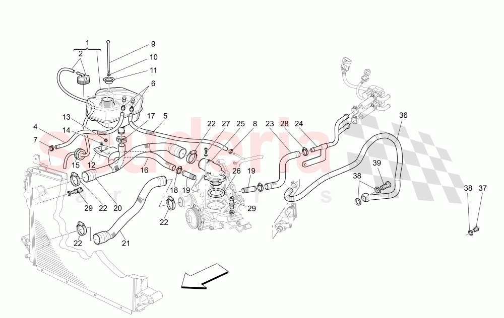 COOLING SYSTEM: NOURICE AND LINES of Maserati Maserati GranCabrio (2016+) MC Centennial