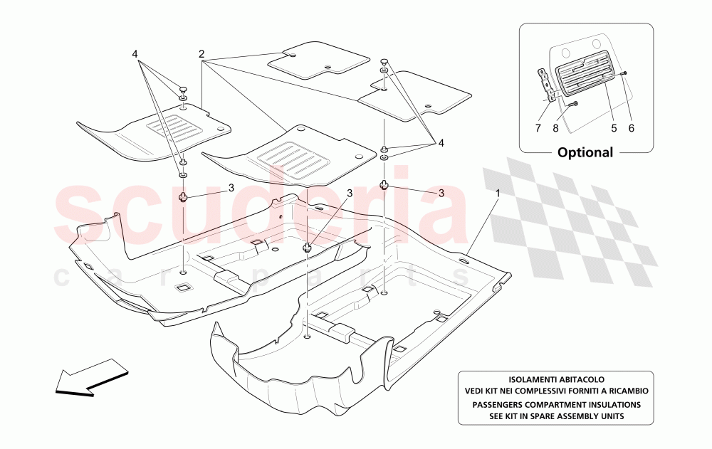 PASSENGER COMPARTMENT MATS (Available with: "GranSport MC Victory" Version) of Maserati Maserati GranSport Coupe (2005-2007)