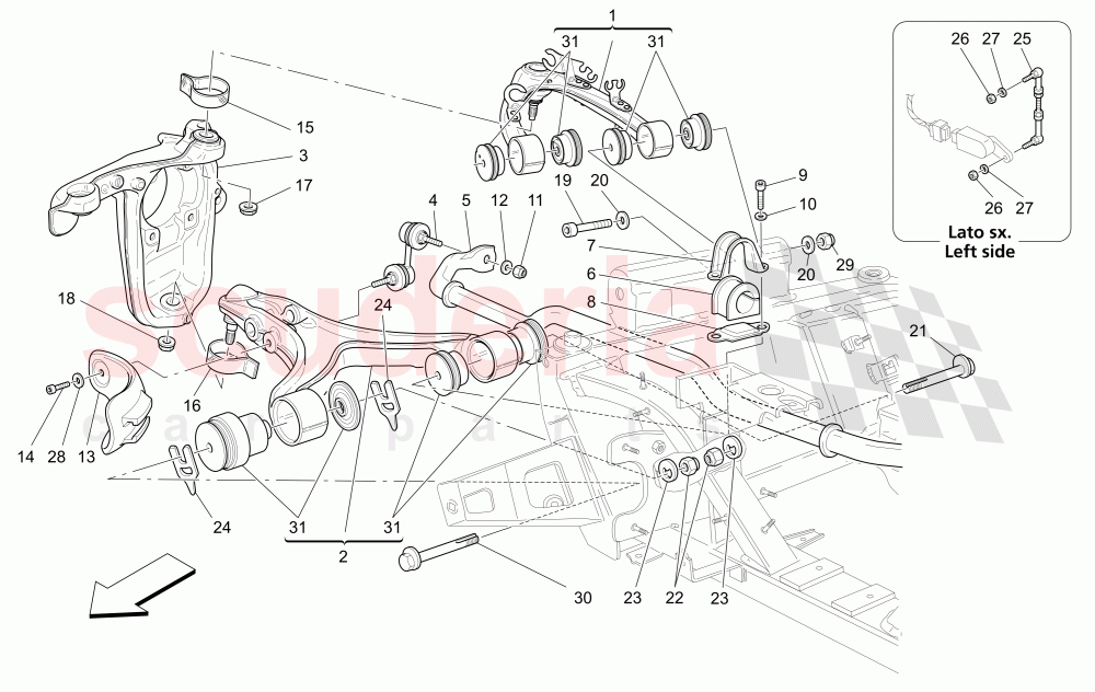 FRONT SUSPENSION of Maserati Maserati GranCabrio (2011-2012) Sport